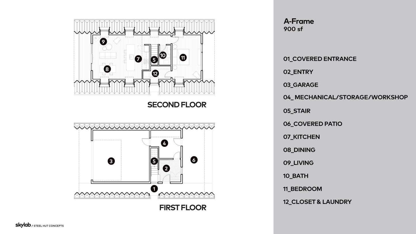 a frame steel hut layout