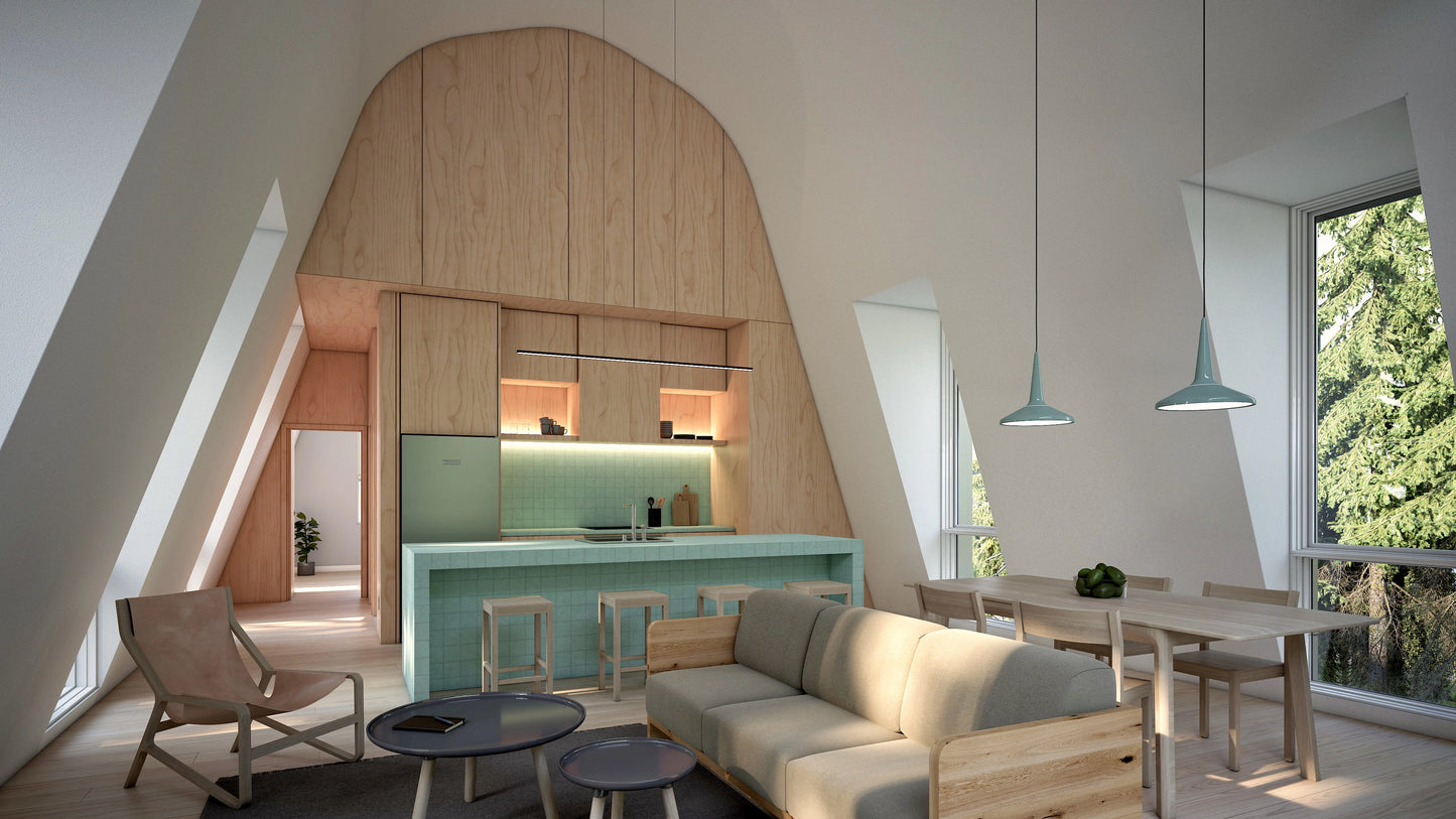 900 sq foot A-Frame interior