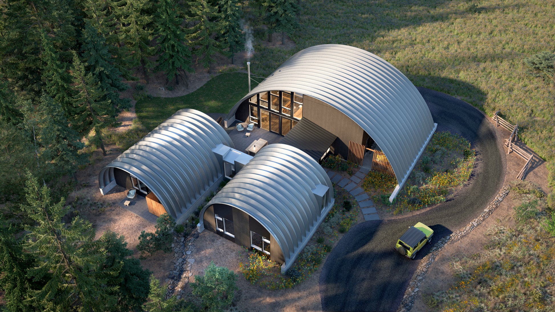 courtyard house hut aerial shot